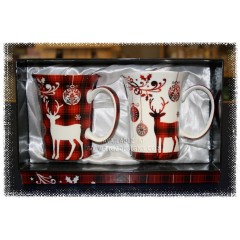 McIntosh Fine Bone China - Holiday Reindeer Mug Pair